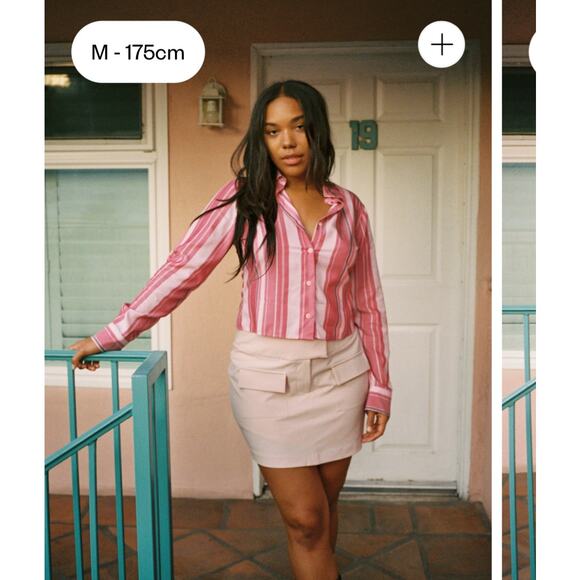 Djerf Avenue sold out Little Shirt M in Sorbet Stripe - Picture 3 of 3